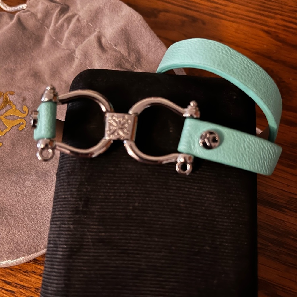 Teal and silver Rustic Cuff bracelet